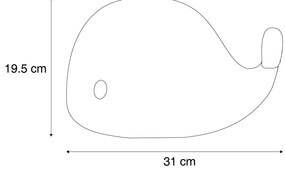 Lampă de masă albă 30 cm, cu LED, reglabilă, IP54, reîncărcabilă - Baby Whale