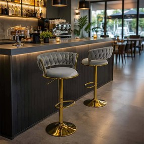 Scaun Bar Catifea Gri ABS 118 - Modern, Elegant, Reglabil