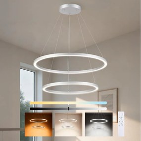 Brilagi-LED Reglabilă, lustra suspendată pe cablu PORTOFINO LED/98W/230V Ø 80 cm, argintie + telecomandă