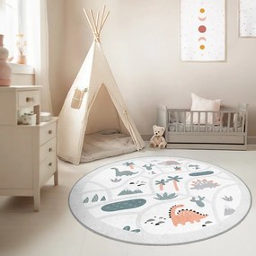 Covor de joacă pentru copii gri deschis lavabil ø80 cm Dino Park – Mila Home
