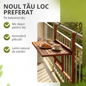 Masă suspendată pentru balcon HANS, 65x45x87cm, maro Casaria
