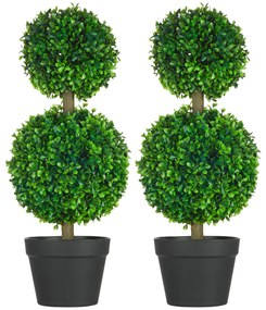 HOMCOM Arbore Buxus Artificial Sferic în Ghiveci 60 cm, Verde, Decorativ pentru Interior/Exterior, Rezistent la UV | Aosom Romania