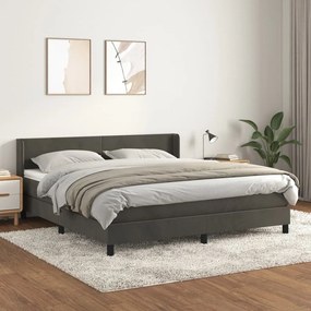 3130854 vidaXL Pat box spring cu saltea, gri închis, 180x200 cm, catifea