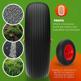 Roabă LARRY zincată, capacitate max. 80l/100kg, argintiu/negru Gardebruk