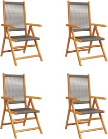vidaXL Scaune de grădină rabatabile, 4 buc., gri, lemn masiv acacia