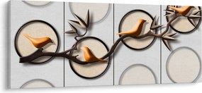 Tablou artistic - Păsărele pe creangă (120x50 cm)