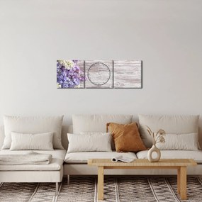 Tablou - Liliac pe lemn (cu ceas) (90x30 cm)