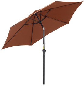Outsunny Umbrelă de Grădină Înclinabilă cu Manivelă și 6 Spițe din Aluminiu, 2.6x2.35 m, Cafeniu | Aosom Romania