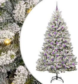 vidaXL Brad de Crăciun artificial Verde și alb 210 cm PVC și Metal