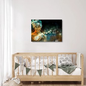 Tablou pe sticlă - zâna albastră (70x50 cm)