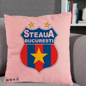 Perna Personalizata Steaua Bucuresti Fotbal, 40x40 cm, Roz, Husa Detasabila, Perna Inclusa, BEKZ®