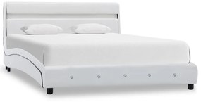 280328 vidaXL Cadru de pat cu LED, alb, 120 x 200 cm, piele ecologică