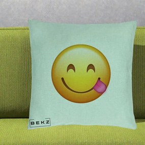 Perna Decorativa Emoji Limba Scoasa, 40x40 cm, Verde Menta, Husa Detasabila, Perna Inclusa, BEKZ®