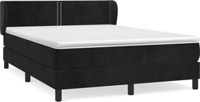 vidaXL Pat box spring cu saltea, negru, 140x200 cm, catifea