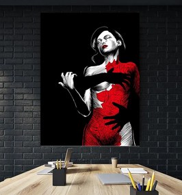 Tablou canvas Girl Black and Red 120x80 cm