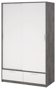Șifonier alb/gri cu ușă glisantă 121x200 cm Line – Tvilum