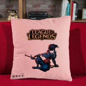 Perna Personalizata League of Legends Yasuo, 40x40 cm, Roz, Husa Detasabila, Perna Inclusa, BEKZ®