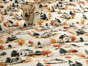 Lenjerie de pat din bumbac AUTUMN VILLAGE colorat Dimensiune lenjerie de pat: 2 buc 70 x 90 cm | 200 x 220 cm