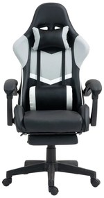 RESIGILAT- Scaun gaming, perne suport lombar si cervical, suport picioare, piele PU, Negru