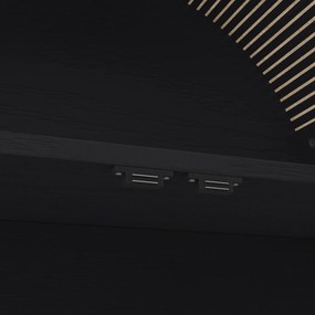 Dulap de depozitare înalt cu arc, cu 3 sertare, uși și compartiment deschis pentru expunere, pentru bucătărie și living, 70x35x180 cm, Negru