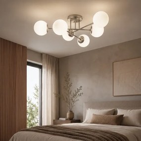 Lustră aplicată MALENA 6xE14/5W/230V crom mat/alb
