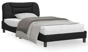 3207981 vidaXL Cadru de pat cu tăblie, negru, 100x200 cm, piele ecologică