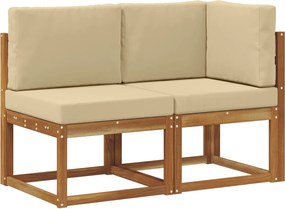 vidaXL Canapea de exterior din mijloc și colț 2 Bucată Natural și Bej
