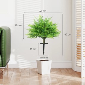 HOMCOM Tufe de ferigă Boston artificiale rezistente la UV, plante artificiale cu țăruși, set de 2, 60 cm pentru grădină, verandă | Aosom Romania