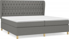 vidaXL Pat box spring cu saltea, gri închis, 200x200 cm, textil