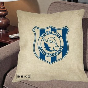 Perna Personalizata FC Unirea Constanta Fotbal, 40x40 cm, Crem, Husa Detasabila, Perna Inclusa, BEKZ®