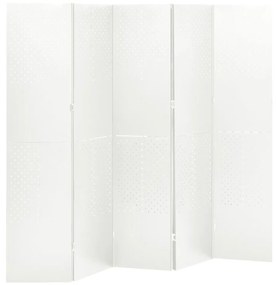 Paravan de camera cu 5 panouri, alb, 200x180 cm, otel Alb, 200 x 180 cm, 1