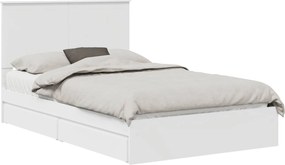 vidaXL Pat cu storage cu headboard Alb 120 x 190 cm Lemn compozit