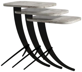 Masă pliantă Pion White Marble, 3 buc