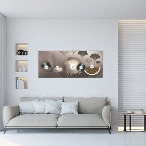 Tablou - Abstract maro-auriu (120x50 cm)