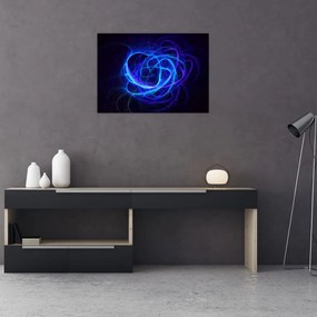 Tablou pe sticlă cu ghem albastru abstract (70x50 cm)