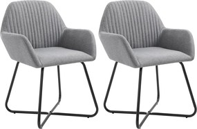 vidaXL Scaune de bucătărie, 2 buc., gri deschis, material textil