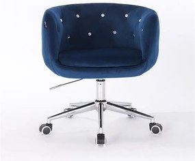 HR333K Scaun Bleumarin Catifea cu Bază Cromata