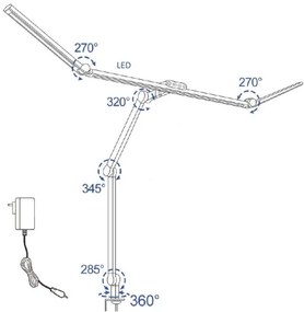 Lampă LED flexibilă birou, dimabilă, 36W, 230V, 3000-6500K, CRI 92, negru