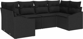 vidaXL Set de canapea cu pernă 6 pcs Negru poliratan