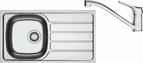 Set chiuveta bucatarie inox Franke Spark 78x43.5 cm cu 1 cuva si picurator dreapta finisaj texturat plus baterie crom