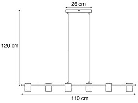 Lampă suspendată modernă neagră cu 6 lumini - Jeana Straight