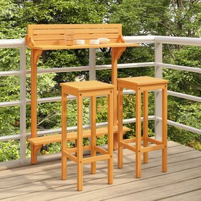 310254 vidaXL Set mobilier bar de balcon, 3 piese, lemn masiv de acacia