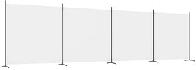 350282 vidaXL Paravan de cameră cu 4 panouri, alb, 698x180 cm, textil