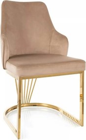 Scaun ALURE, bej inchis - Bluvel 28, stofa catifelata/metal, 52x64x89