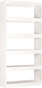 vidaXL Bibliotecă/Separator cameră, alb, 80x30x167,4 cm lemn masiv pin