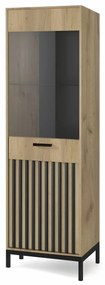 Vitrina Lamino W-1 stejar craft/negru