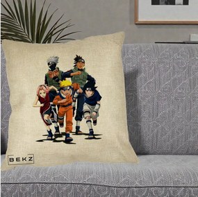 Perna Personalizata Naruto Echipa 7 Kakashi Sensei, 40x40 cm, Crem, Husa Detasabila, Perna Inclusa, BEKZ®