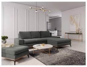 Colțar extensibil cu șezlong pe partea dreaptă Windsor &amp; Co Sofas Planet, gri închis