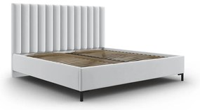 Pat matrimonial gri deschis tapițat cu spațiu de depozitare și somieră 180x200 cm Casey – Mazzini Beds