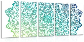 Tablou 5-piese Mandala în albastru-verde
